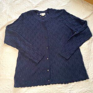 Blair Navy Blue Crochet Cottagecore Cardigan Large L sweater